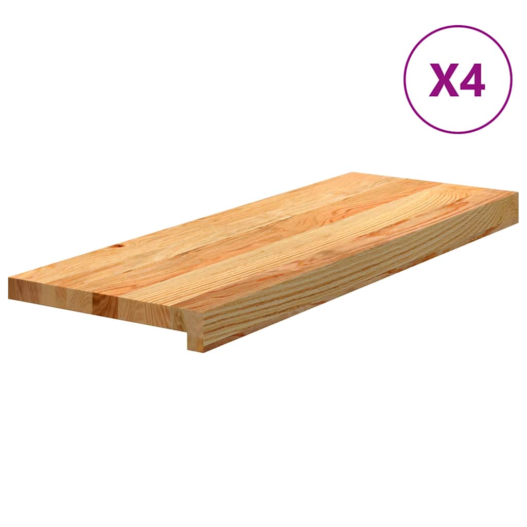 Stair treads 4 pcs. Light brown 70x30x2 cm Solid oak