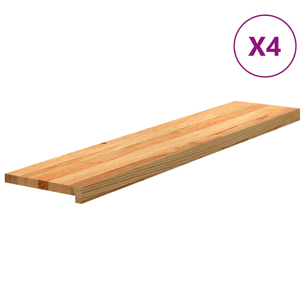 Marches d'escalier 4 pcs. Chêne massif clair 120x30x2 cm