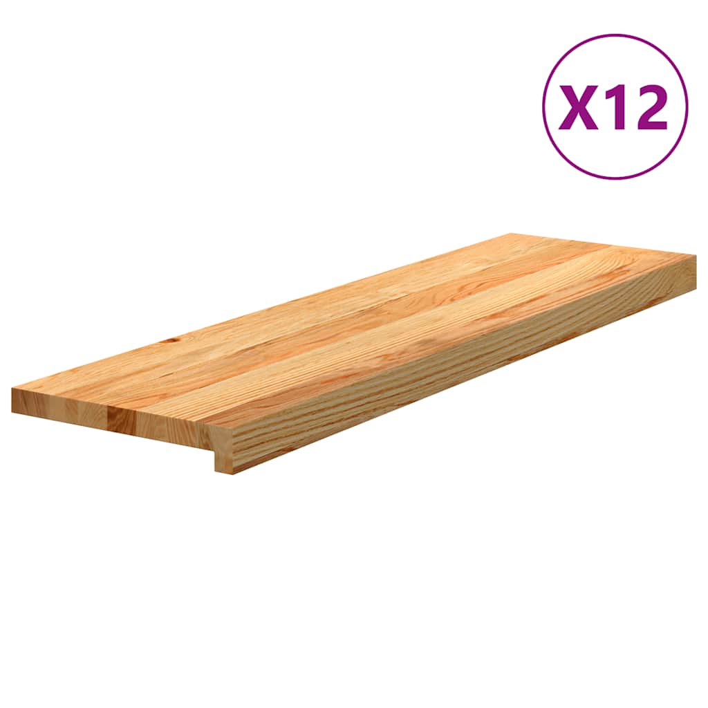 Stair Treads 12 pcs. Light Brown 90x30x2 cm Solid Oak