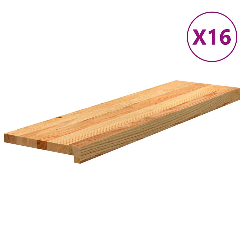 Stair Treads 16 pcs. Light Brown 90x30x2 cm Solid Oak