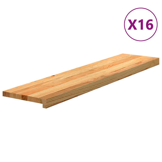 Stair Treads 16 pcs. Light Brown 110x30x2 cm Solid Oak