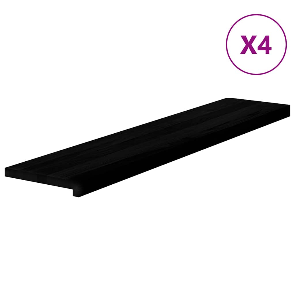 Stair Treads 4 pcs. Dark Brown 120x25x2 cm Solid Oak