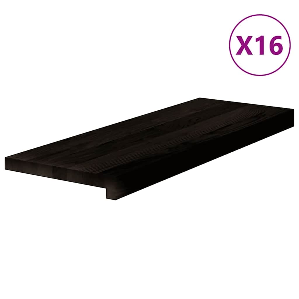 Stair treads 16 pcs. Dark brown 70x25x2 cm Solid oak