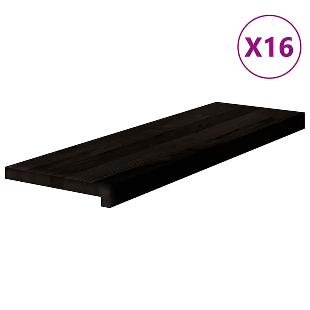 Marches d'escalier 16 pces. Marron foncé 80x25x2 cm Bois massif chêne