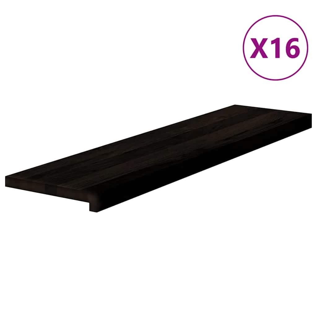 Marches d'escalier 16 pces. Marron foncé 100x30x2 cm Chêne massif
