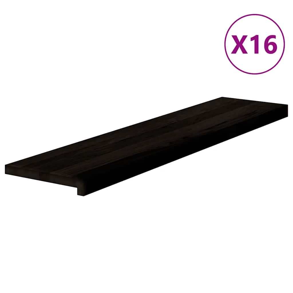 Treppenstufen 16 Stk. Dunkelbraun 110x30x2 cm Massivholz Eiche