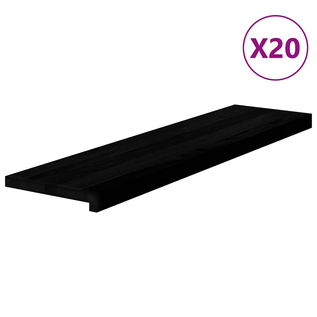 Stair treads 20 pcs. Dark brown 100x30x2 cm Solid oak