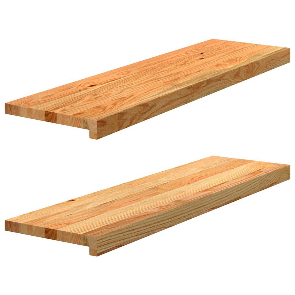 Marches d'escalier 2 pcs. Chêne massif marron clair 90x25x2 cm