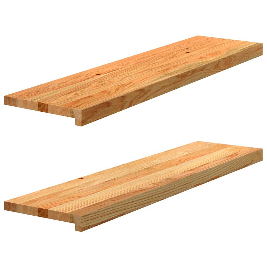 Stair Treads 2 pcs. Light Brown 100x25x2 cm Solid Oak