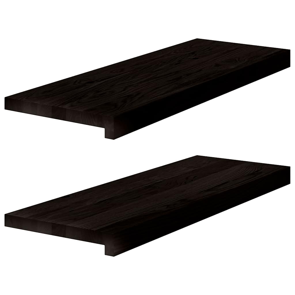 Marches d'escalier 2 p. Marron foncé 70x30x2 cm Chêne massif
