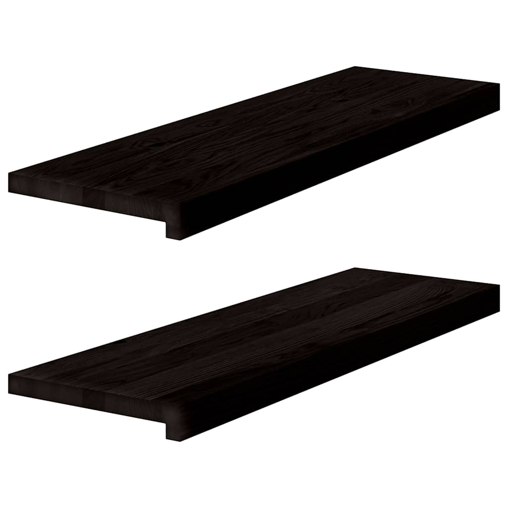 Stair Treads 2 pcs. Dark Brown 80x30x2 cm Solid Oak Wood