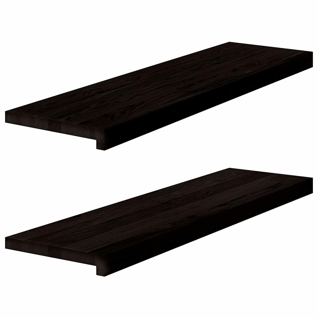Stair Treads 2 pcs. Dark Brown 90x30x2 cm Solid Oak