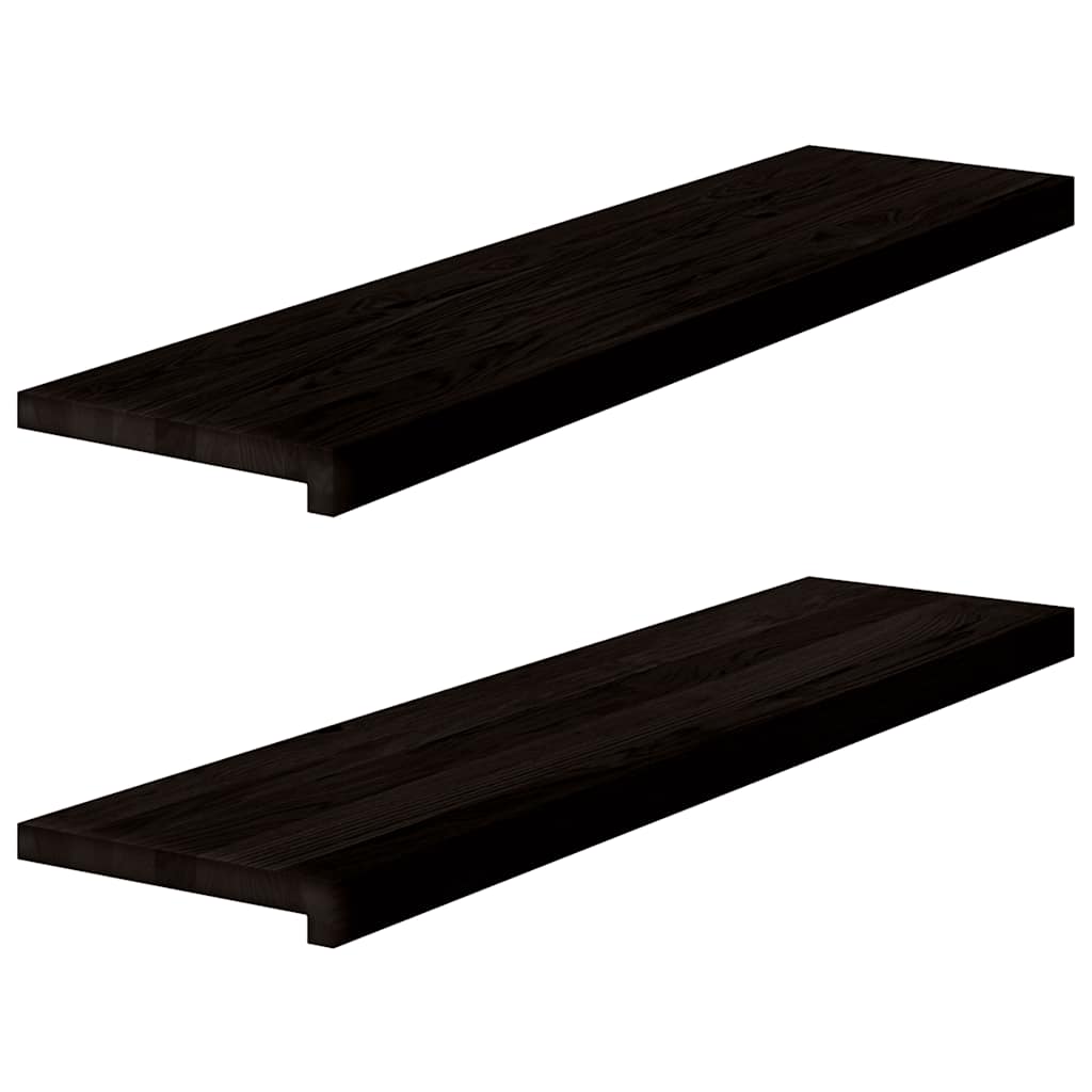 Stair treads 2 pcs. Dark brown 100x30x2 cm Solid oak