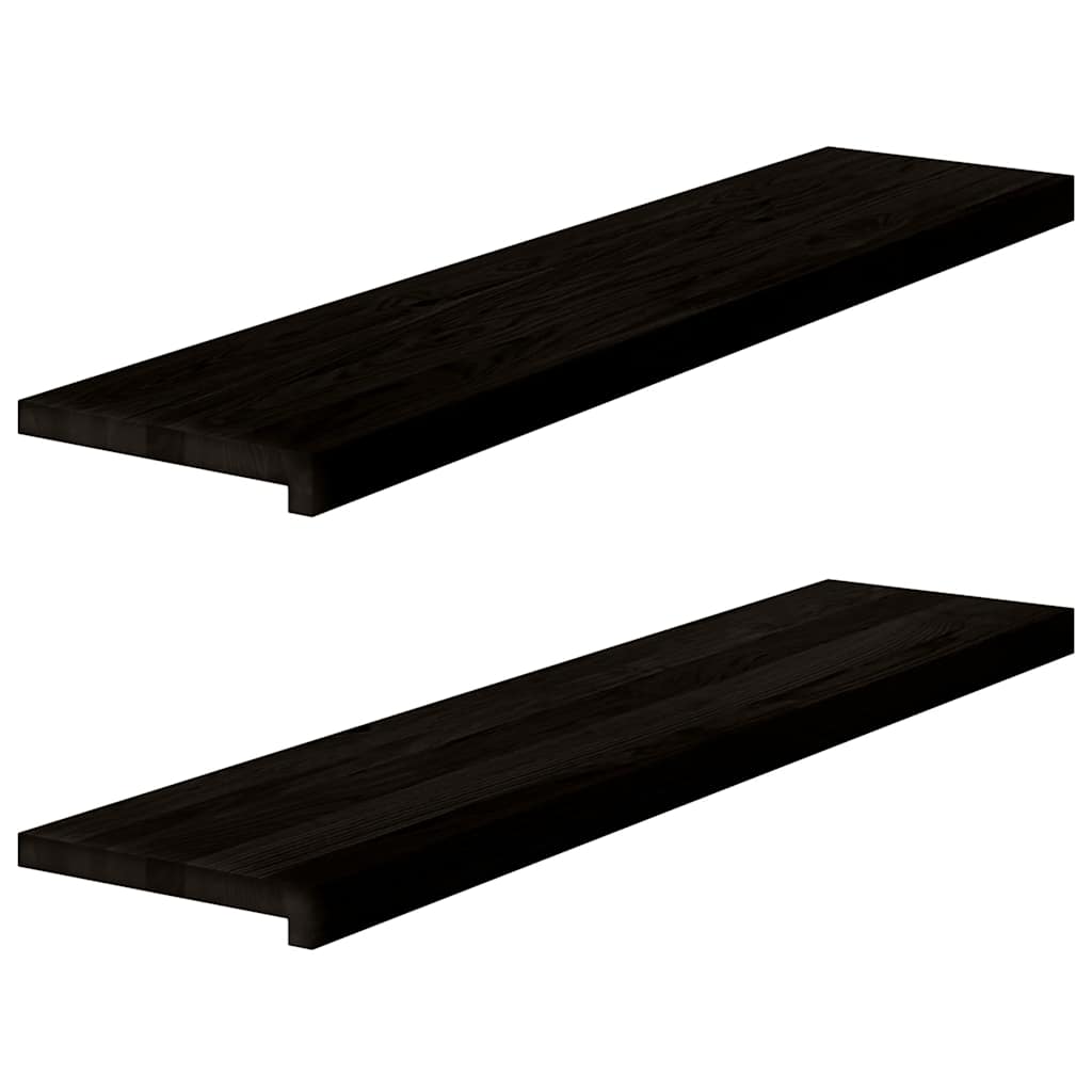 Treppenstufen 2 Stk. Dunkelbraun 110x30x2 cm Massivholz Eiche