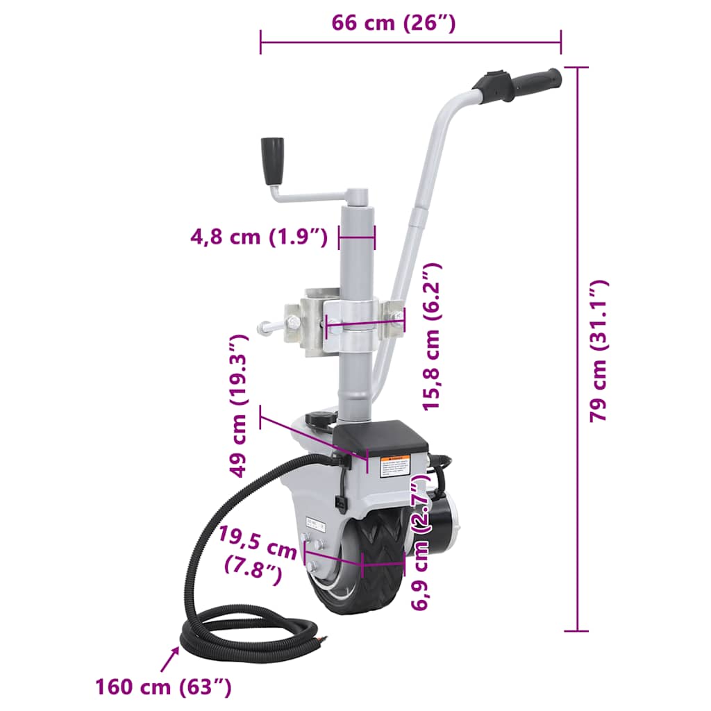 Roue jockey motorisée aluminium 12V 350W
