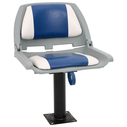 2-pc. Boat Seat Set Foldable Blue and White 48x51x41 cm