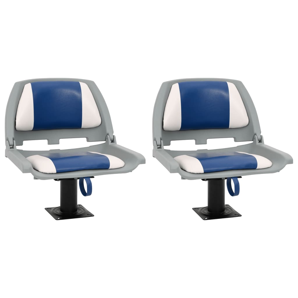 4-pc. Boat Seat Set Foldable Blue and White 48x51x41 cm