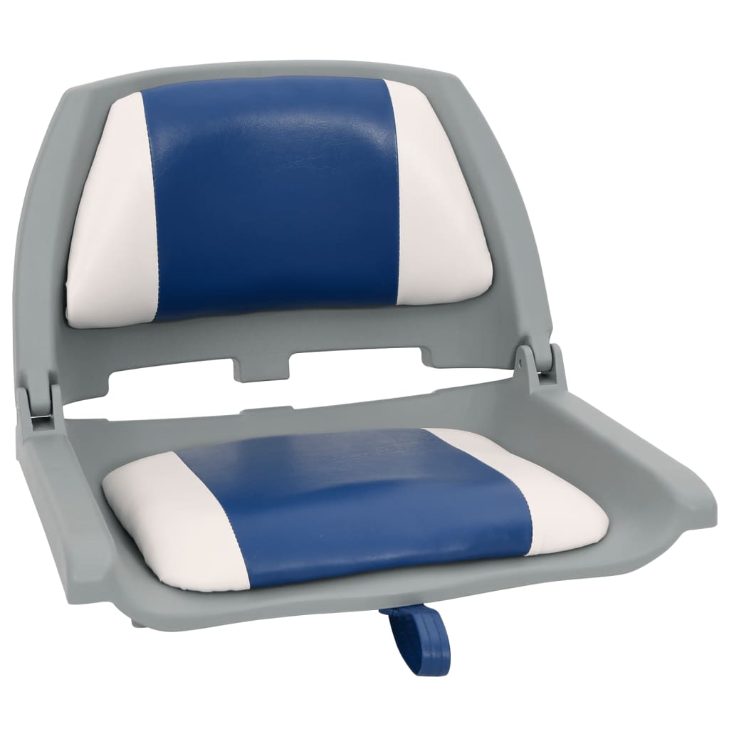 Ensemble de 4 sièges de bateau pliants bleu et blanc 48x51x41 cm