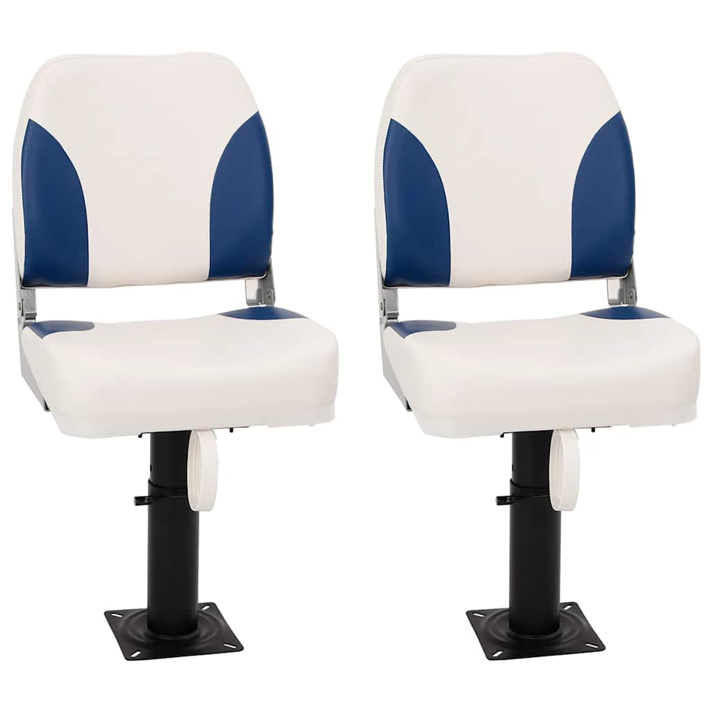Siège de bateau pliant lot de 2 Bleu et Blanc 41x36x48 cm