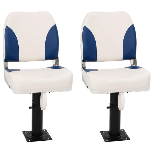 Klappbarer Bootsitz 2er-Set Blau und Weiß 41x36x48 cm