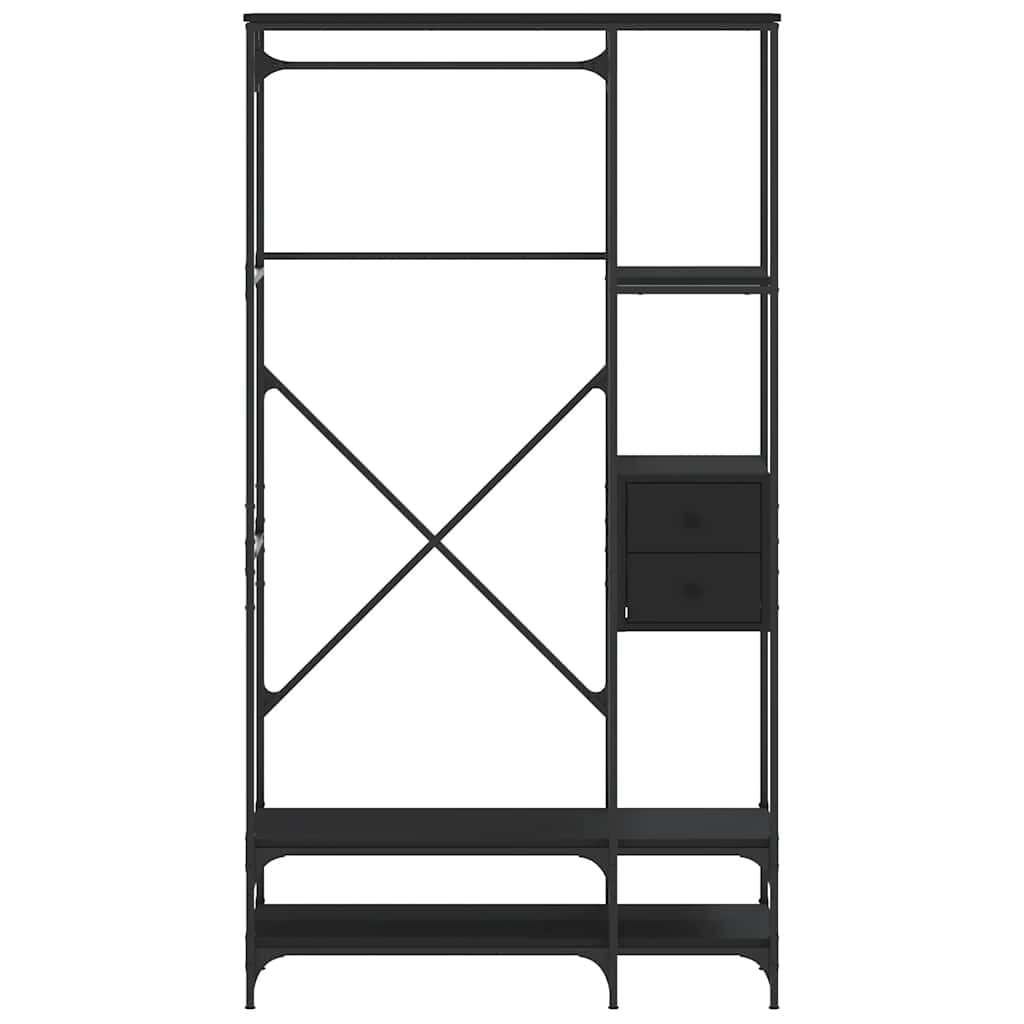 Garment Rack with Shelves Black Engineered Wood