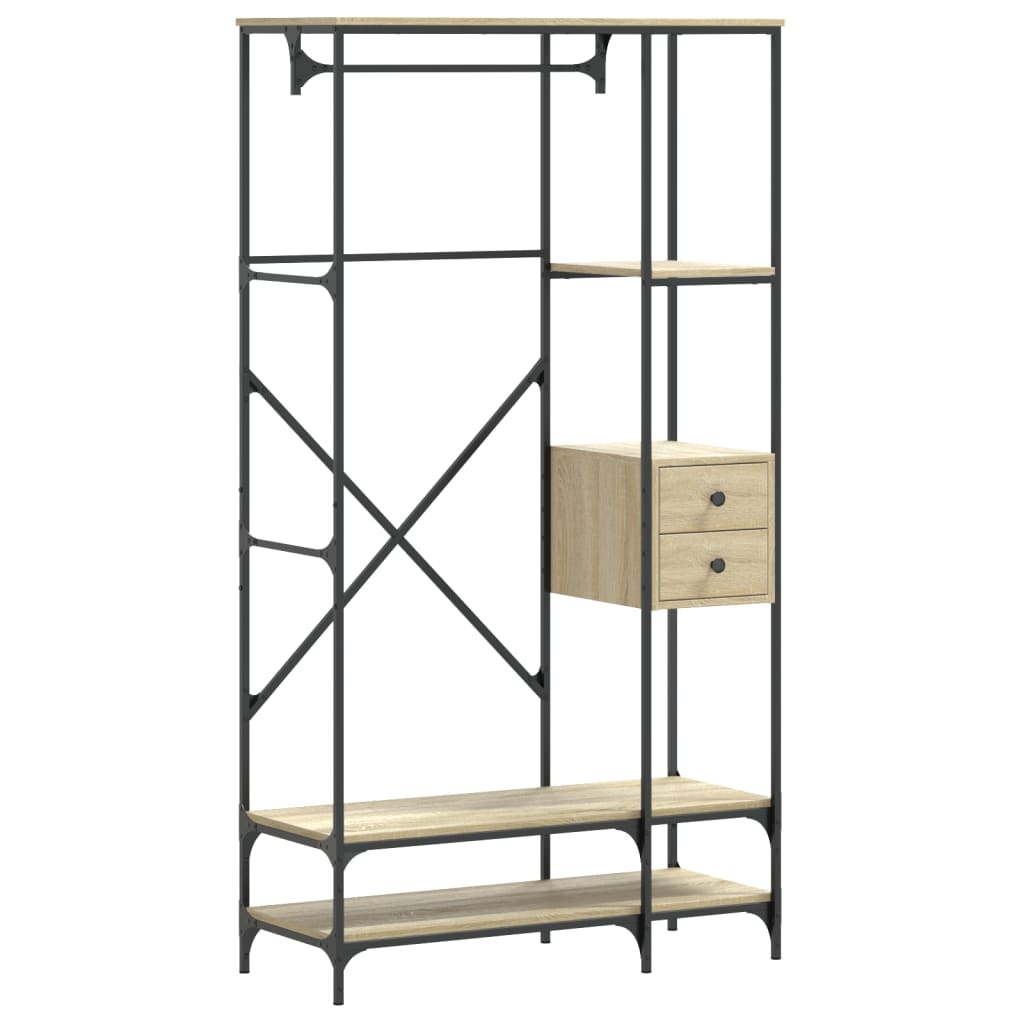 Garment Rack with Shelves Sonoma Oak Wood-Based Material