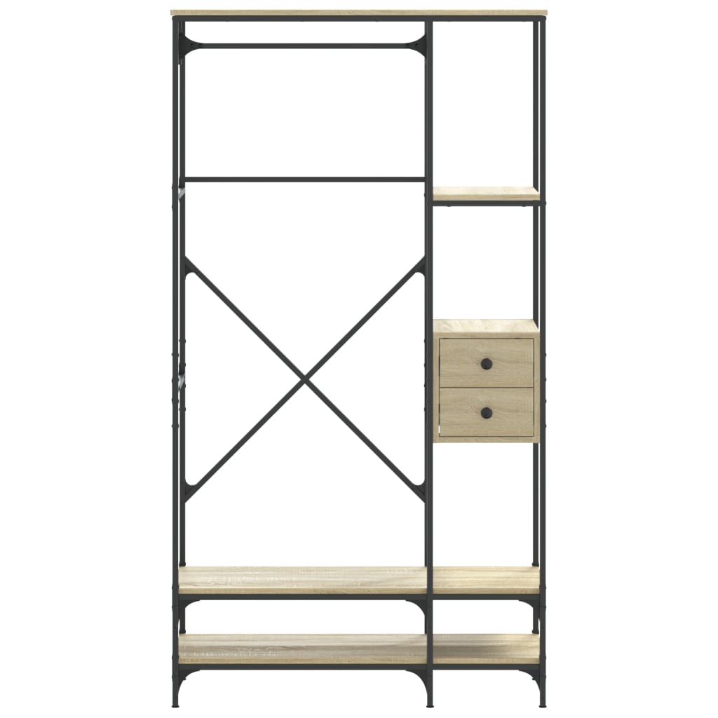 Garment Rack with Shelves Sonoma Oak Wood-Based Material