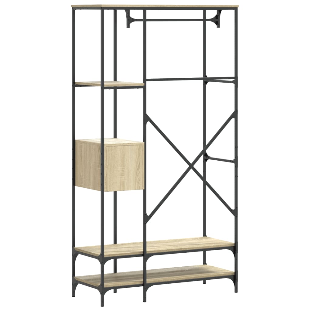 Garment Rack with Shelves Sonoma Oak Wood-Based Material