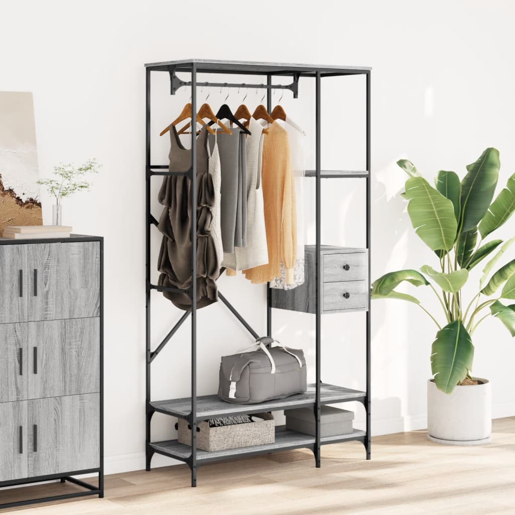 Garment Rack with Shelves Grey Sonoma Engineered Wood