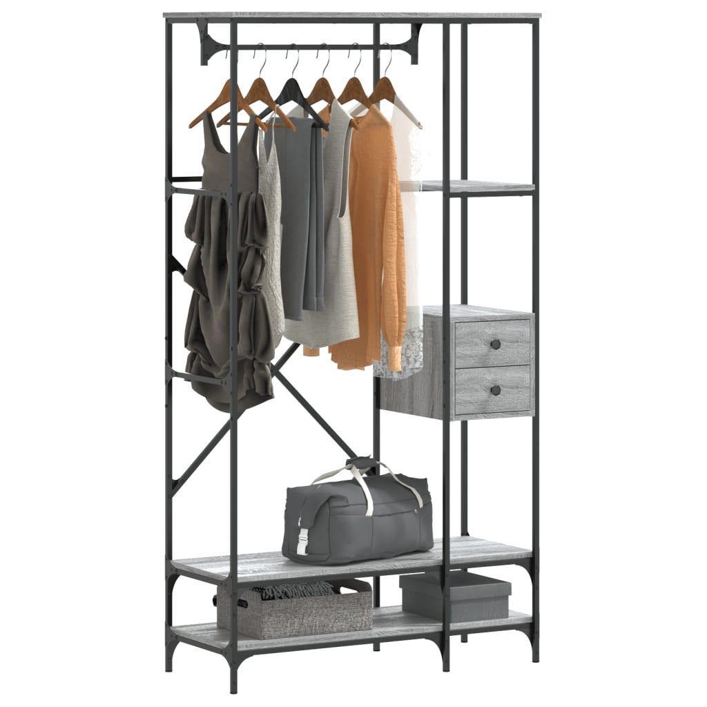 Garment Rack with Shelves Grey Sonoma Engineered Wood