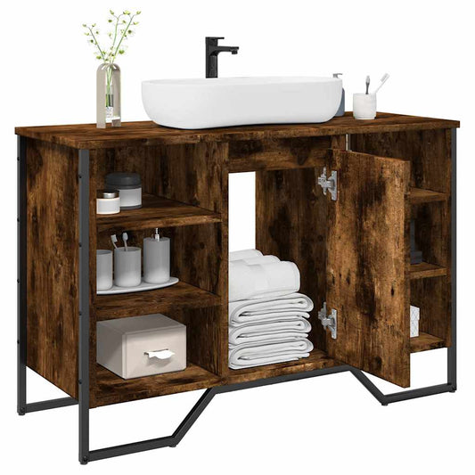 Waschbeckenunterschrank Räuchereiche 91x35x60 cm Holzwerkstoff