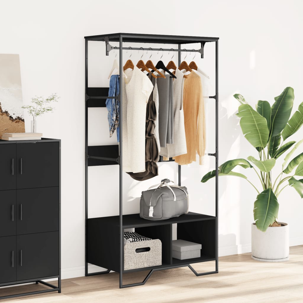 Clothes Rack Black 90x50x180 cm Engineered Wood