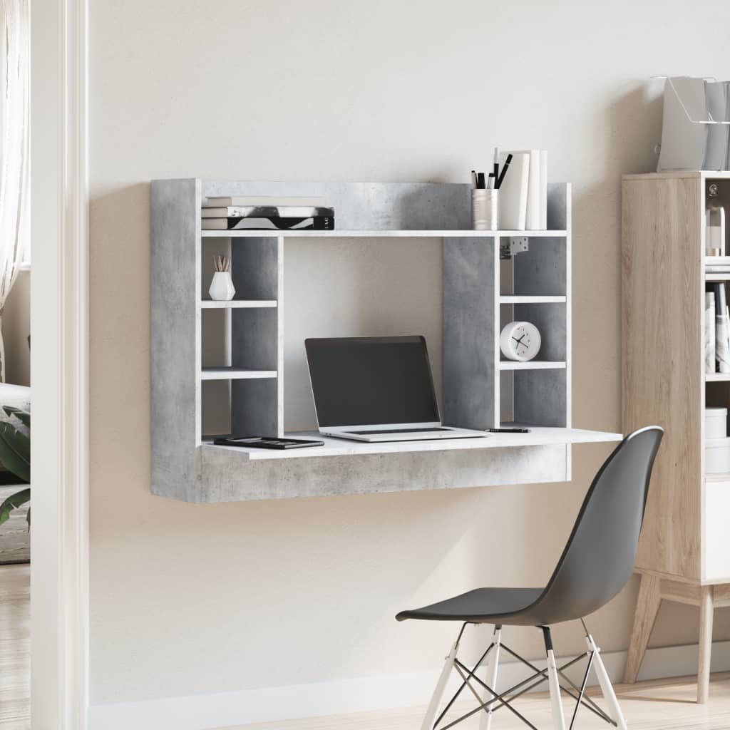 Wall-Mounted Desk Concrete Gray 105x48x75 cm Engineered Wood