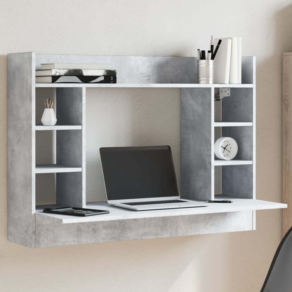 Wall-Mounted Desk Concrete Gray 105x48x75 cm Engineered Wood