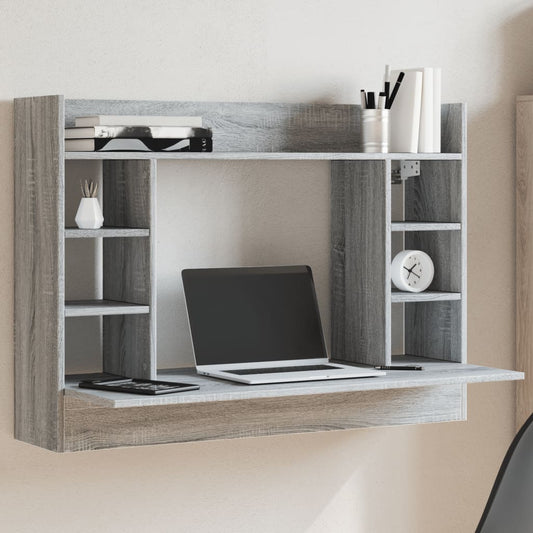 Bureau mural gris Sonoma 105x48x75 cm en bois d'ingénierie