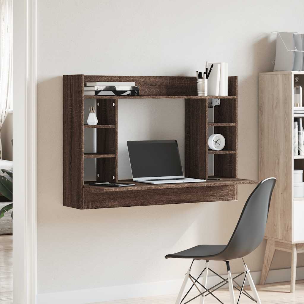 Wall-mounted Desk Brown Oak Look 105x48x75 cm Engineered Wood