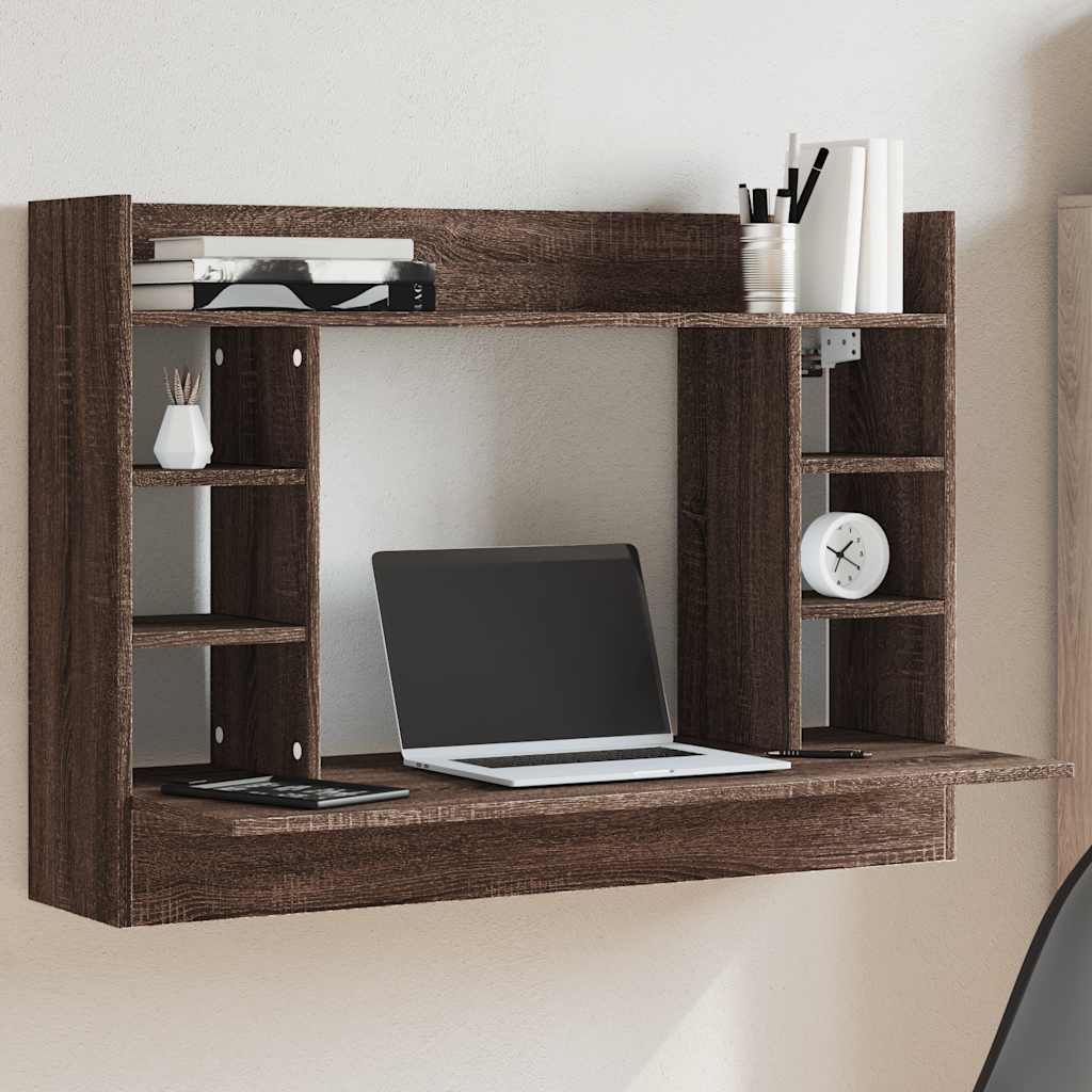 Wall-mounted Desk Brown Oak Look 105x48x75 cm Engineered Wood