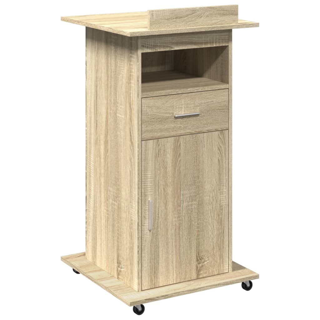 Lectern with Castors & Drawer Sonoma Oak 55x55x107 cm