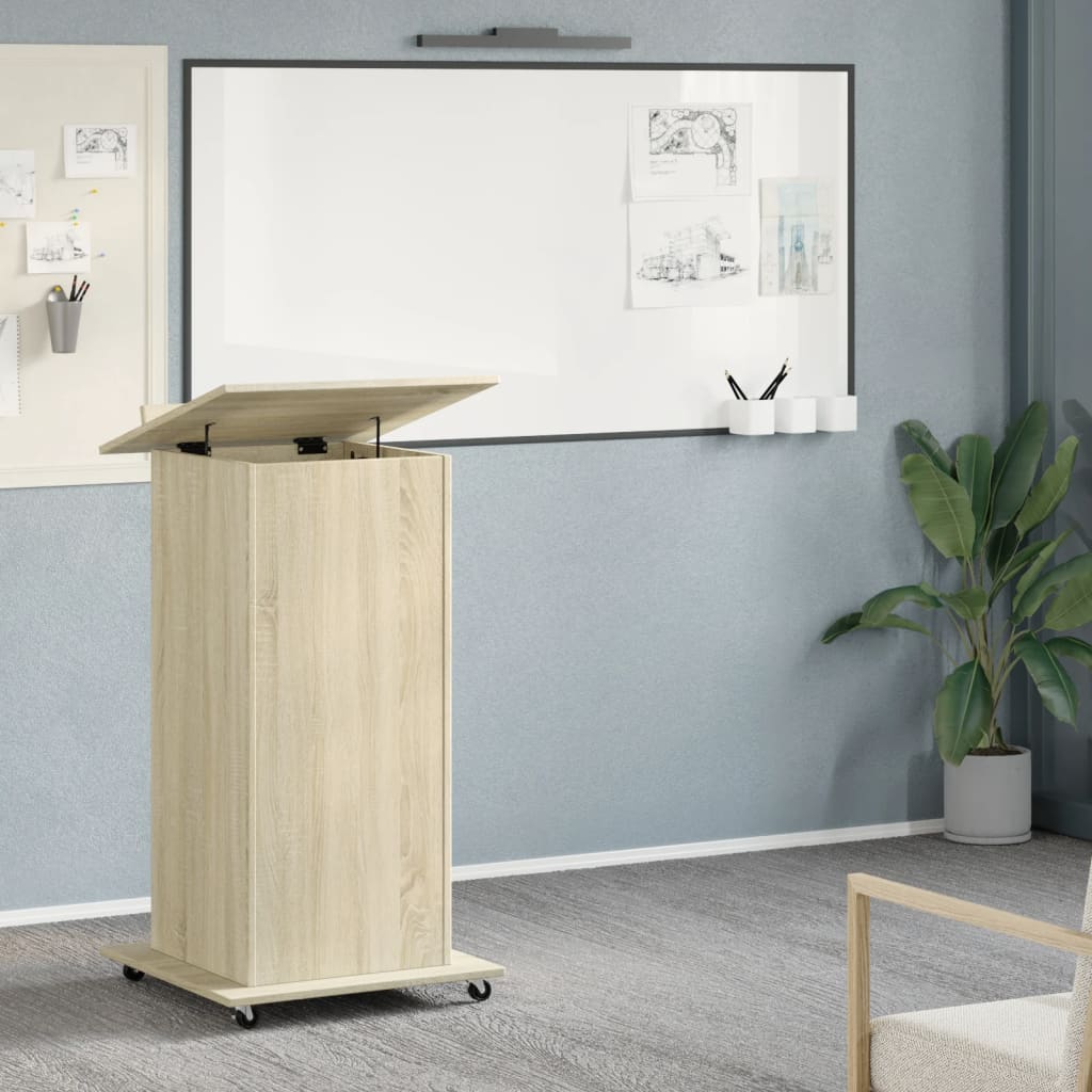 Lectern with Castors & Drawer Sonoma Oak 55x55x107 cm