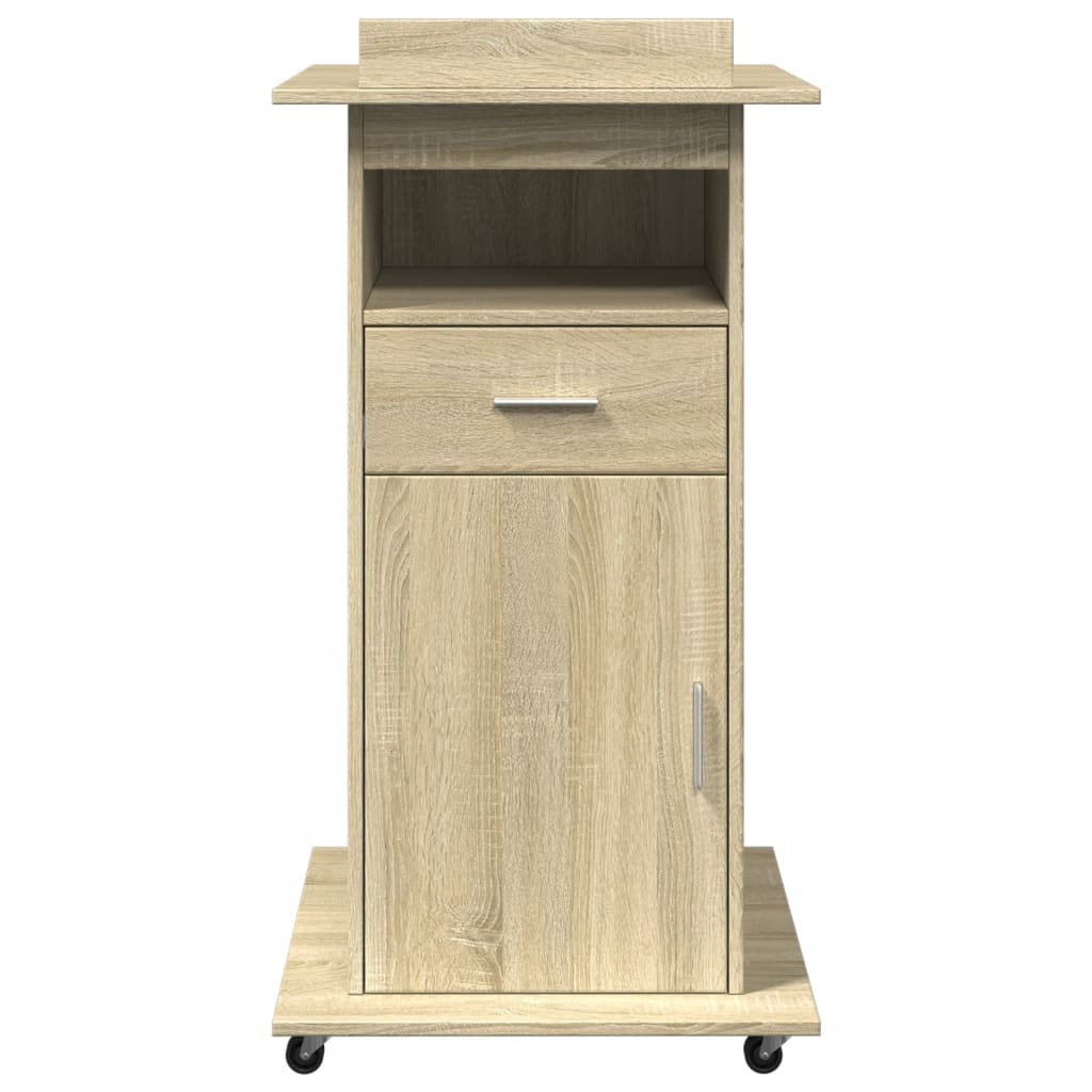 Lectern with Castors & Drawer Sonoma Oak 55x55x107 cm