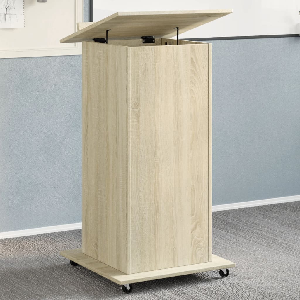 Lectern with Castors & Drawer Sonoma Oak 55x55x107 cm