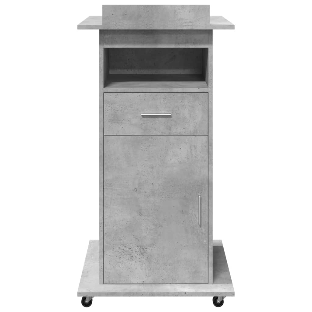Lectern with Casters & Drawer Concrete Gray 55x55x107 cm