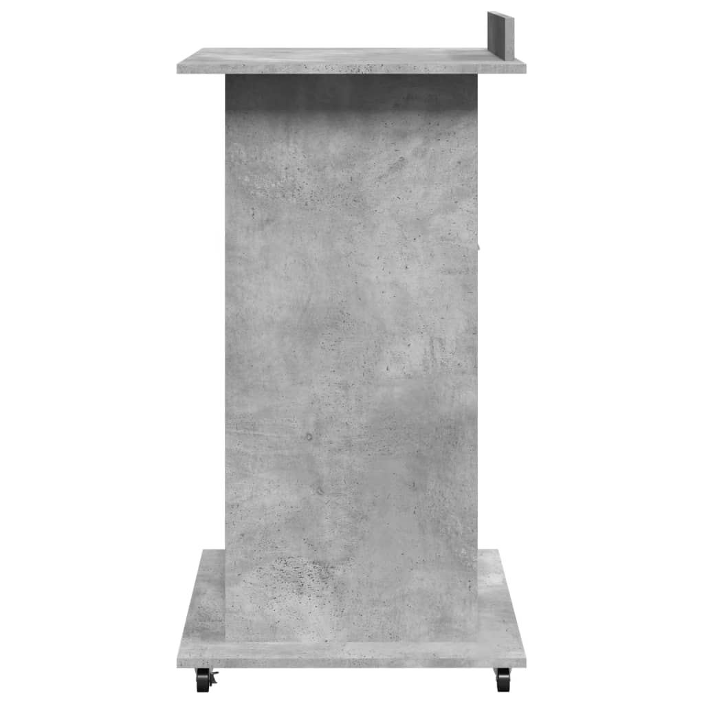 Lectern with Casters & Drawer Concrete Gray 55x55x107 cm
