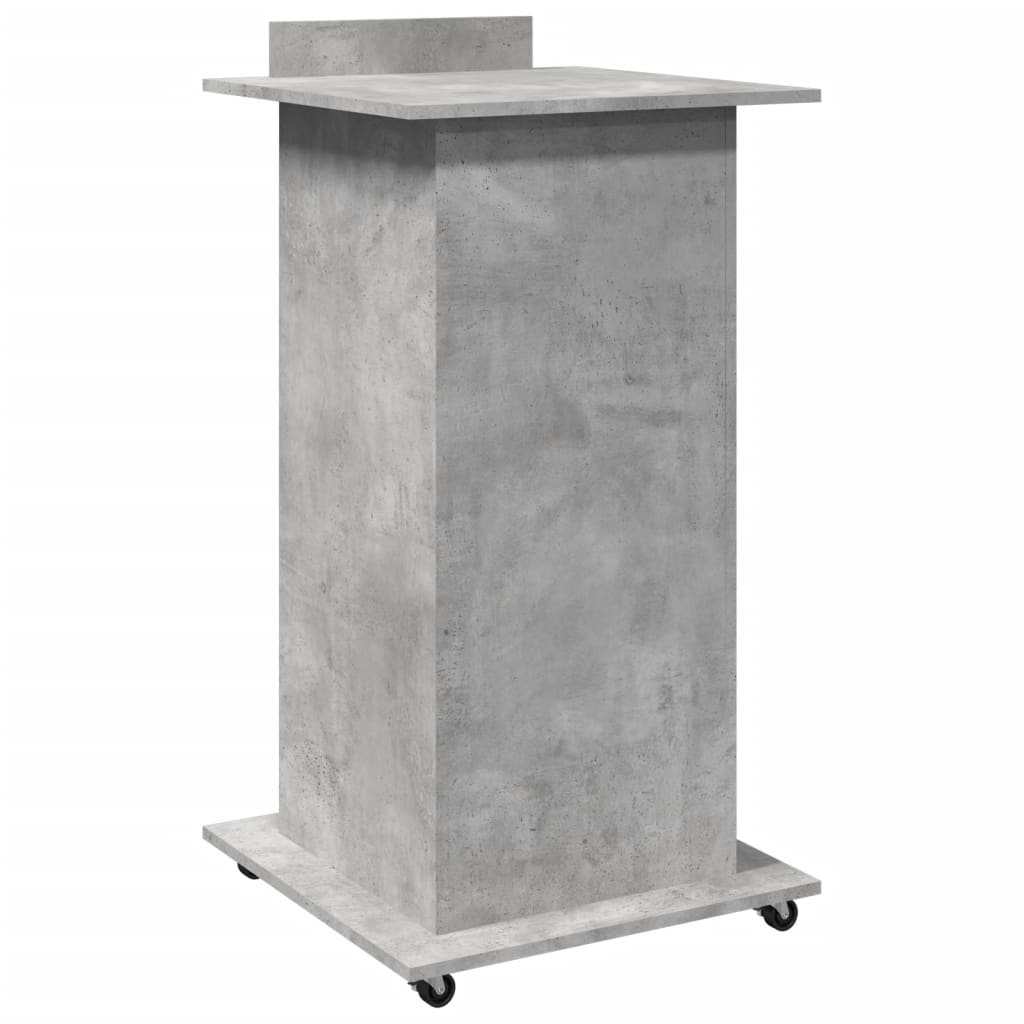 Lectern with Casters & Drawer Concrete Gray 55x55x107 cm