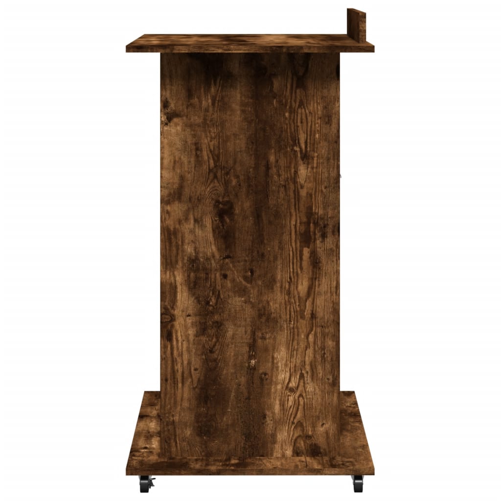 Lectern with Castors & Drawer Smoked Oak 55x55x107 cm