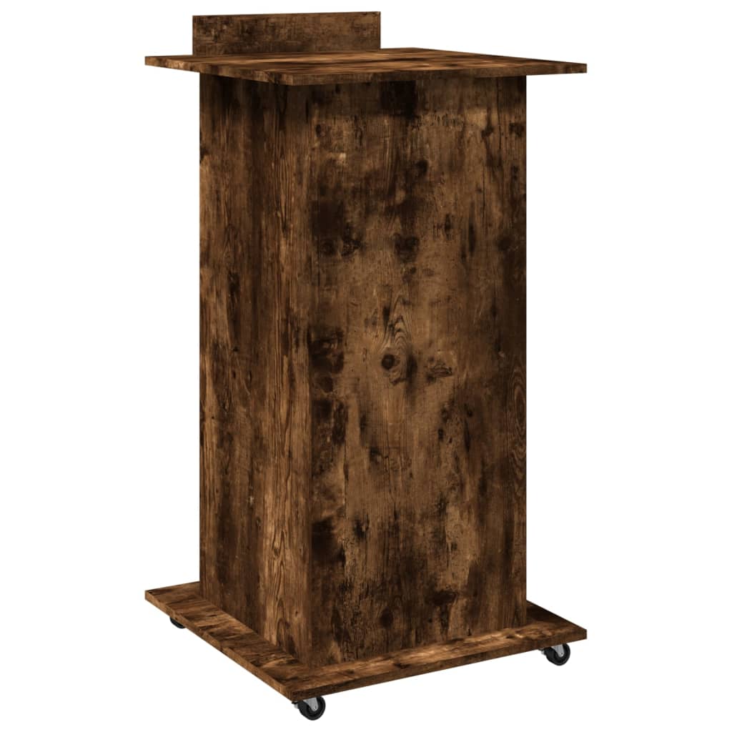 Lectern with Castors & Drawer Smoked Oak 55x55x107 cm