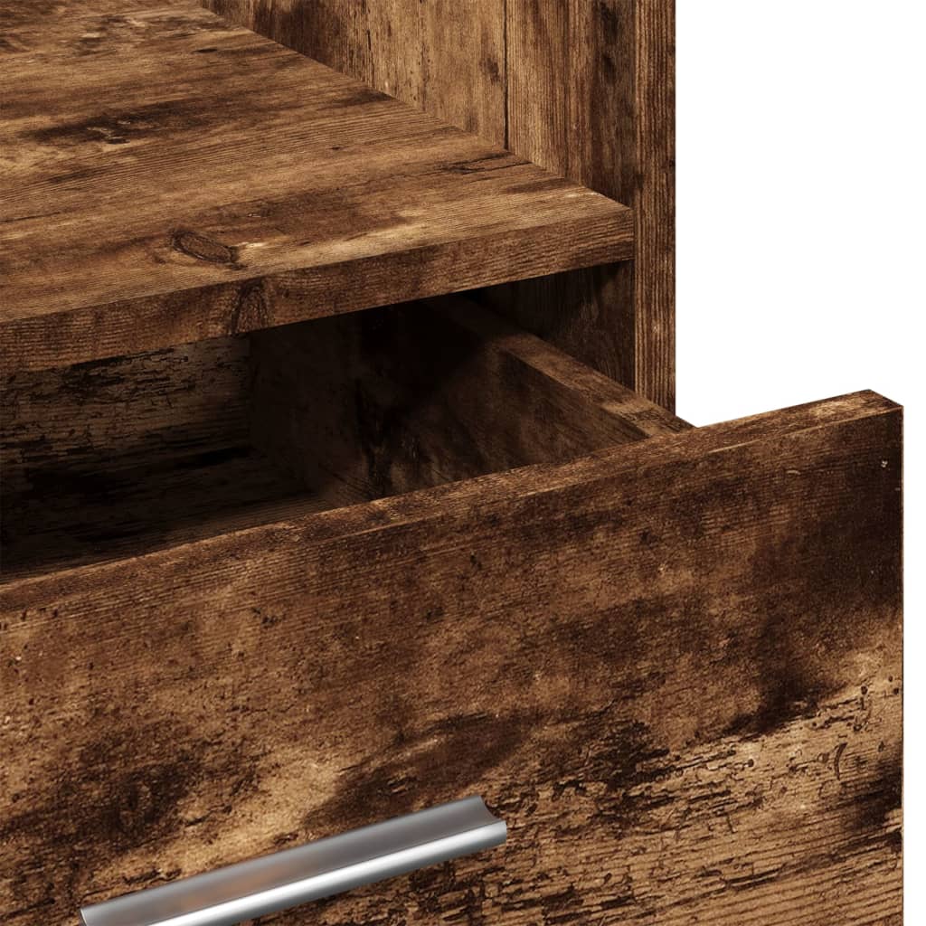 Lectern with Castors & Drawer Smoked Oak 55x55x107 cm