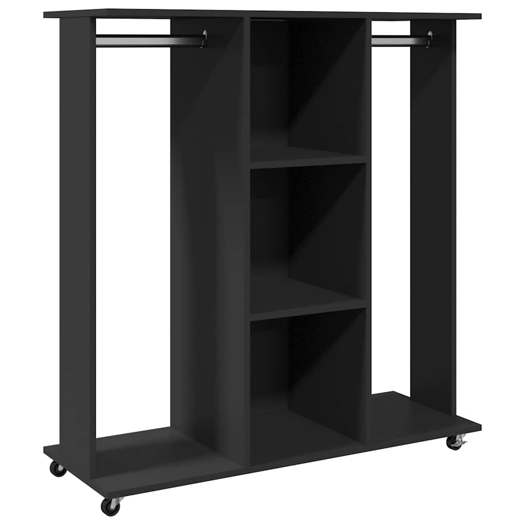 Portant à vêtements à roulettes Noir 102x38x110 cm Bois d'ingénierie