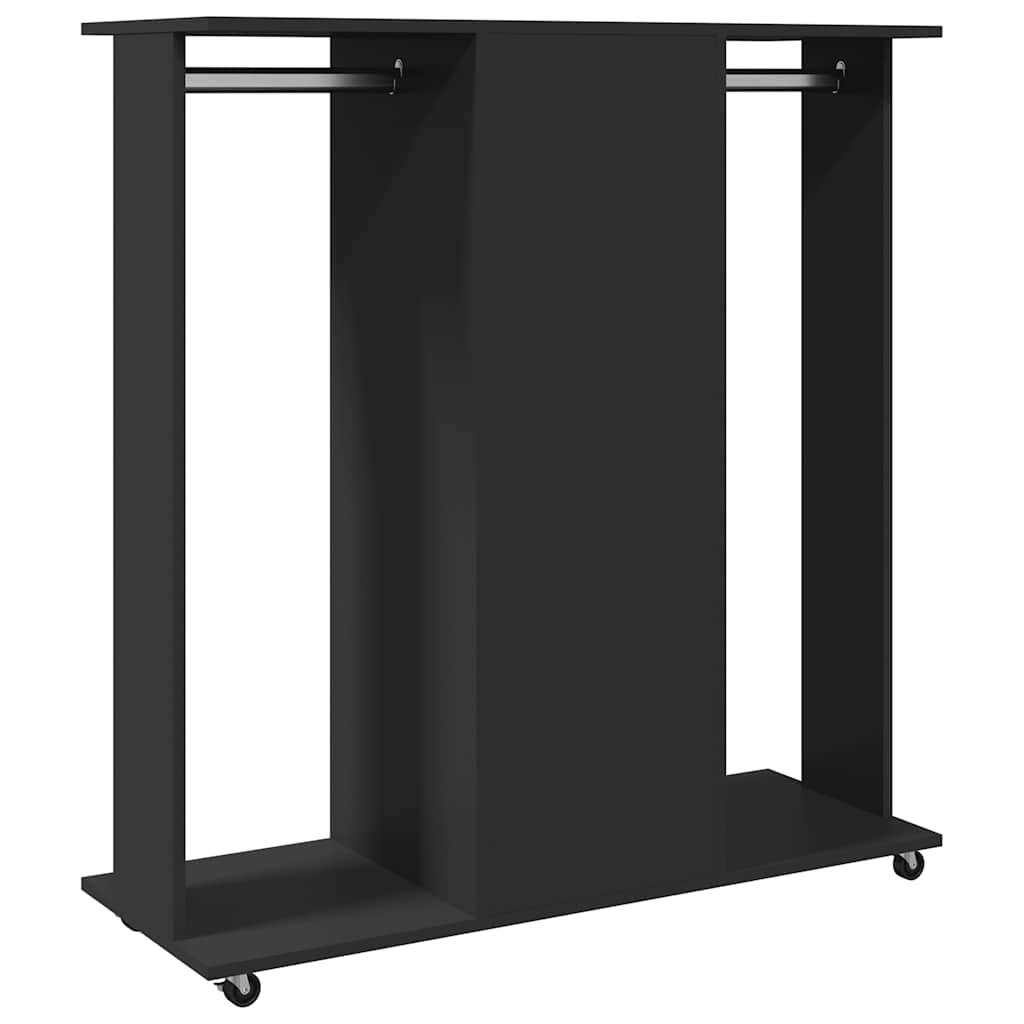 Portant à vêtements à roulettes Noir 102x38x110 cm Bois d'ingénierie