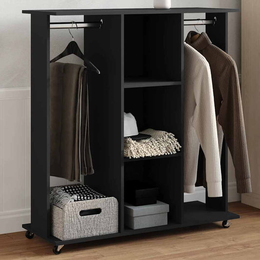 Clothes Rack with Wheels Black 102x38x110 cm Engineered Wood